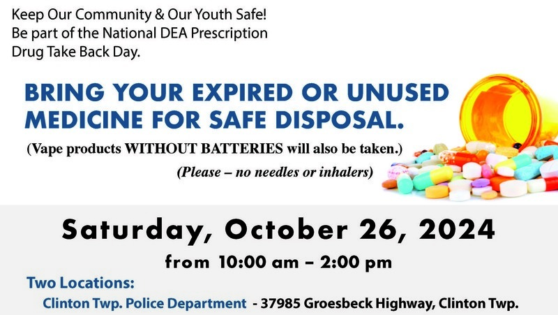 DEA Drug Take Back event flyer 10/26/24