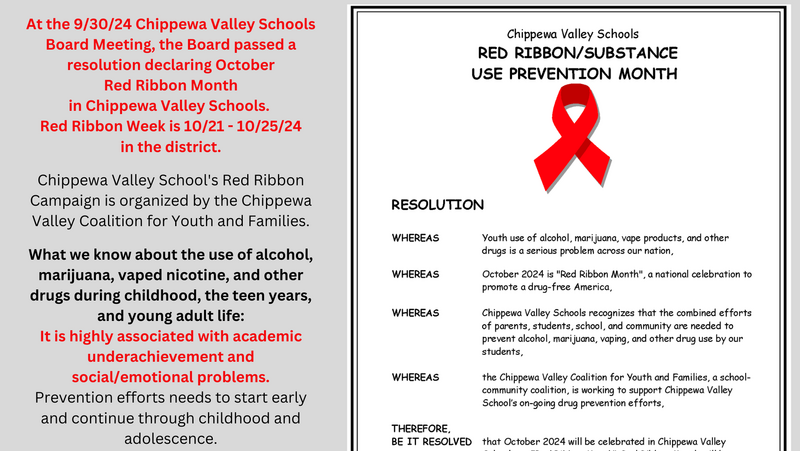 Chippewa Valley Schools Red Ribbon Week Resolution 2024