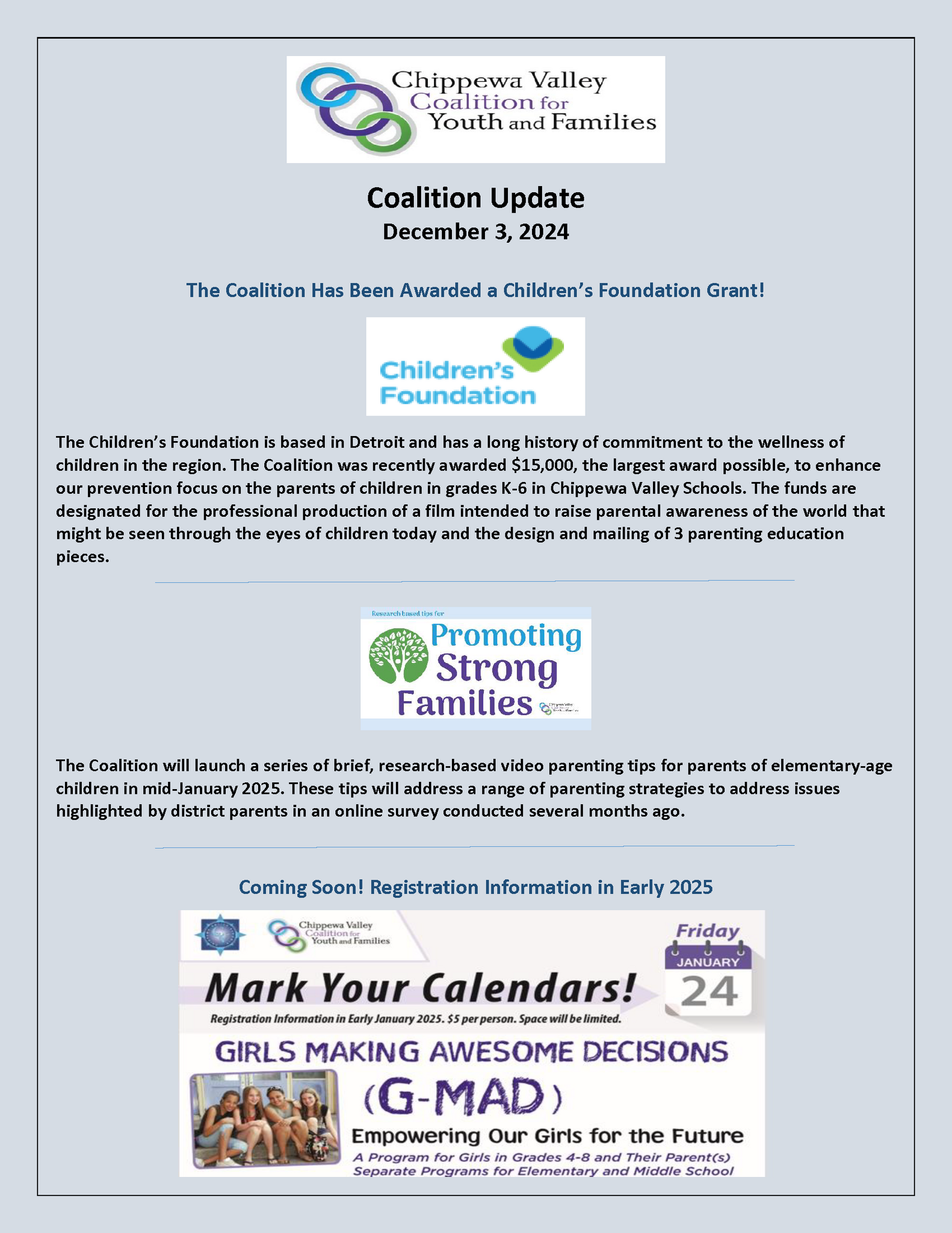 December Coalition Update